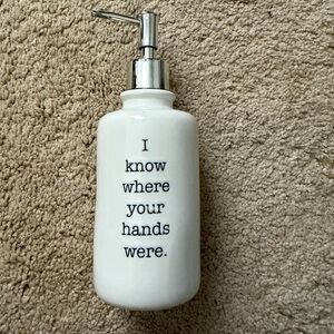 Boston Warehouse White Ceramic Soap Dispenser with Silver Pump